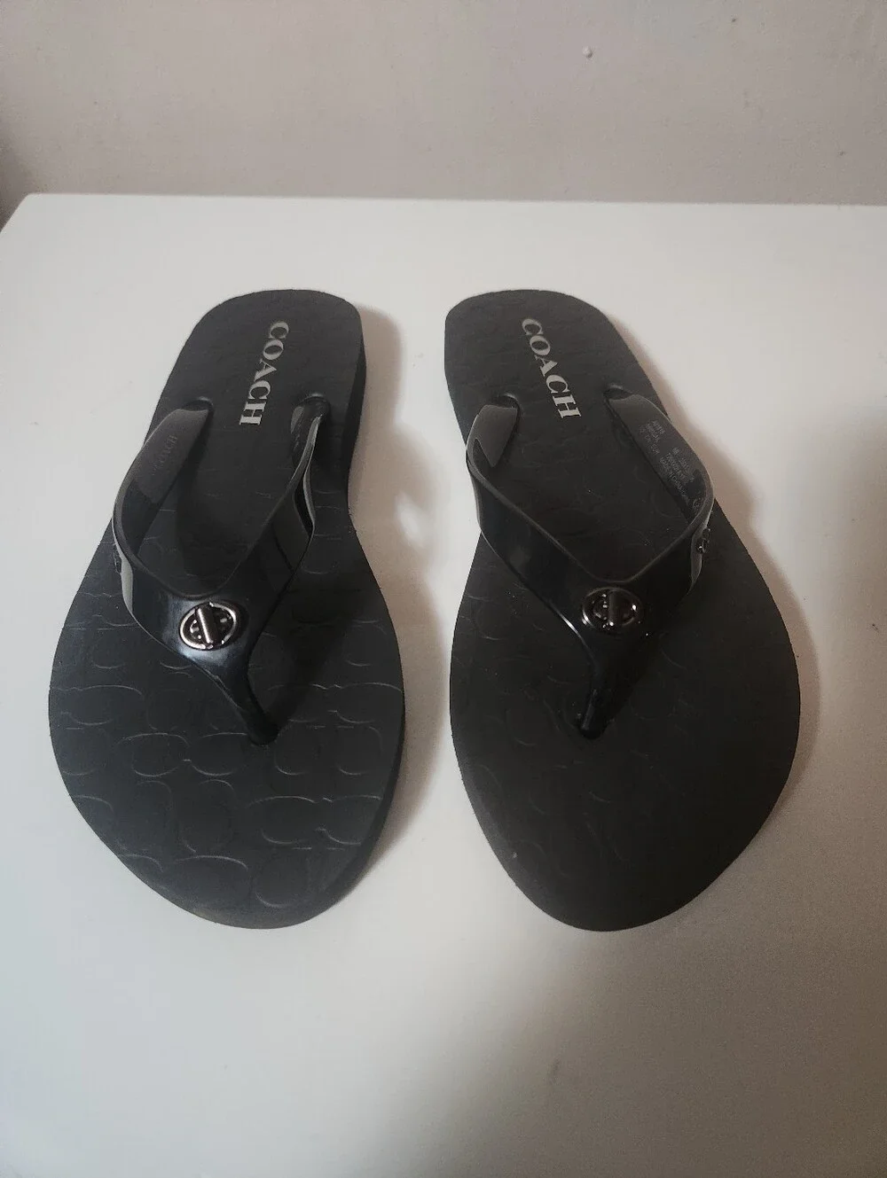 Coach Abbigail Black Turnlock Flip Flop Sandals